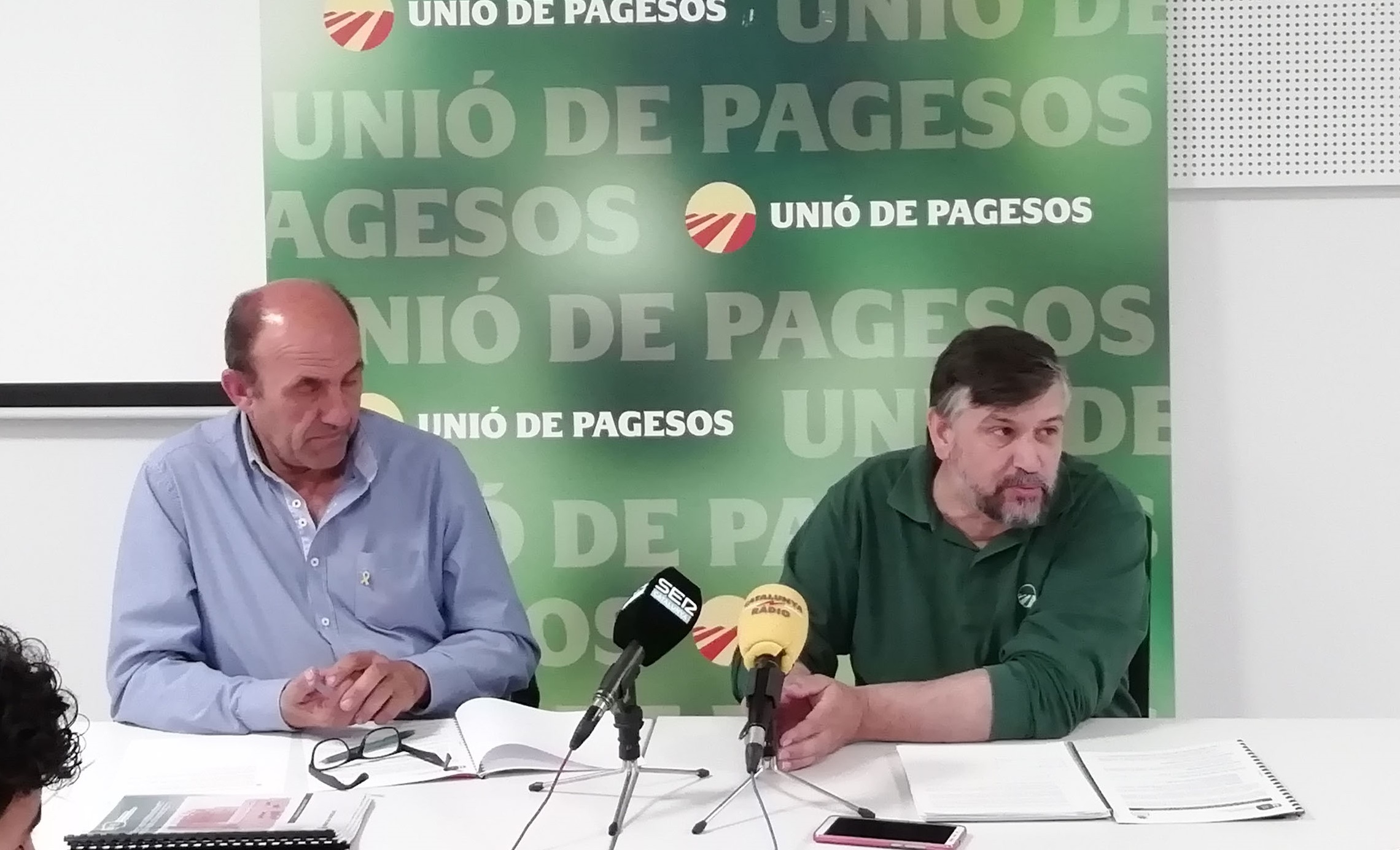 Antoni Borràs i Joan Caball durant la roda de premsa a Lleida | Unió de Pagesos
