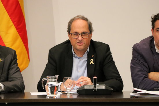El president de la Generalitat, Quim Torra, a la primera reunió de la comissió interdepartamental per a la dinamització territorial | ACN